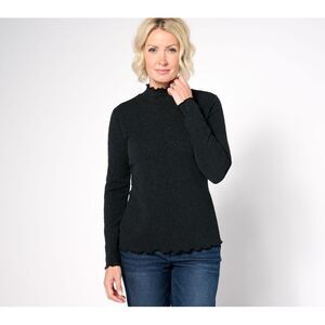 Me by Jennie Garth Women's Top Plus Sz 1X Rosetta Knit Mock Neck Black A663658